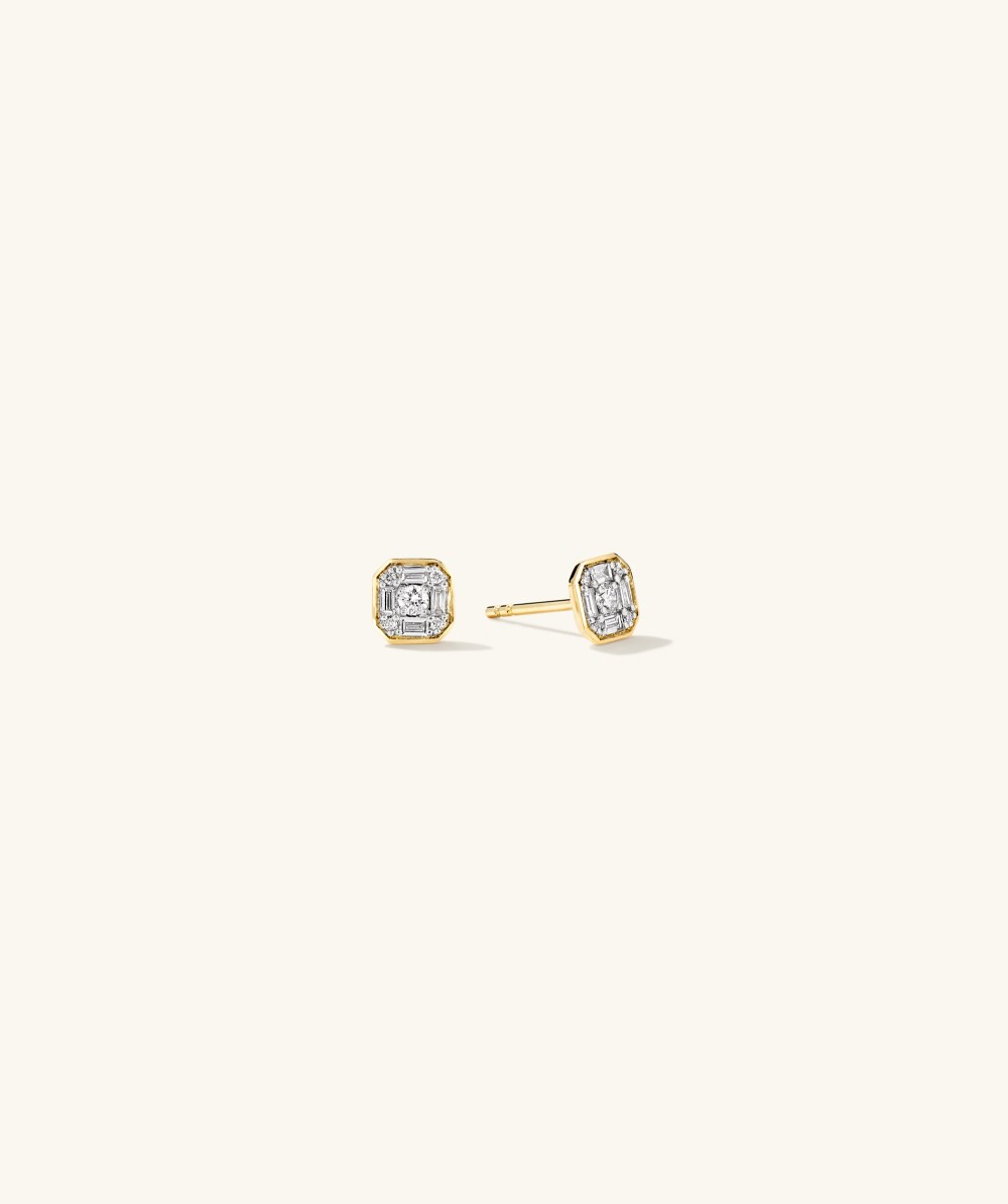 Mejuri Mosaic Cushion Diamond Studs - 14k Yellow Gold Mejuri Mosaic Cushion Diamond Studs - 14k Yellow Gold