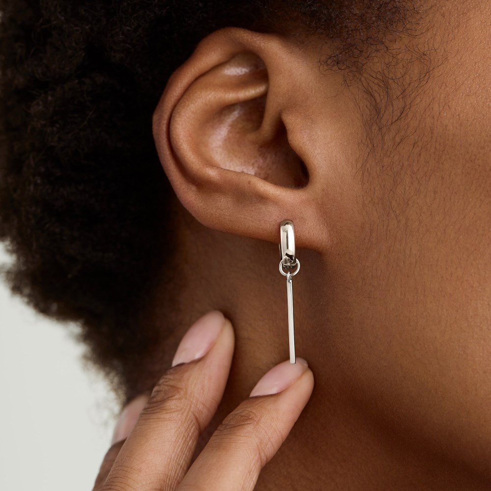 Mejuri Single Bar Hoop Charm - 14k White Gold