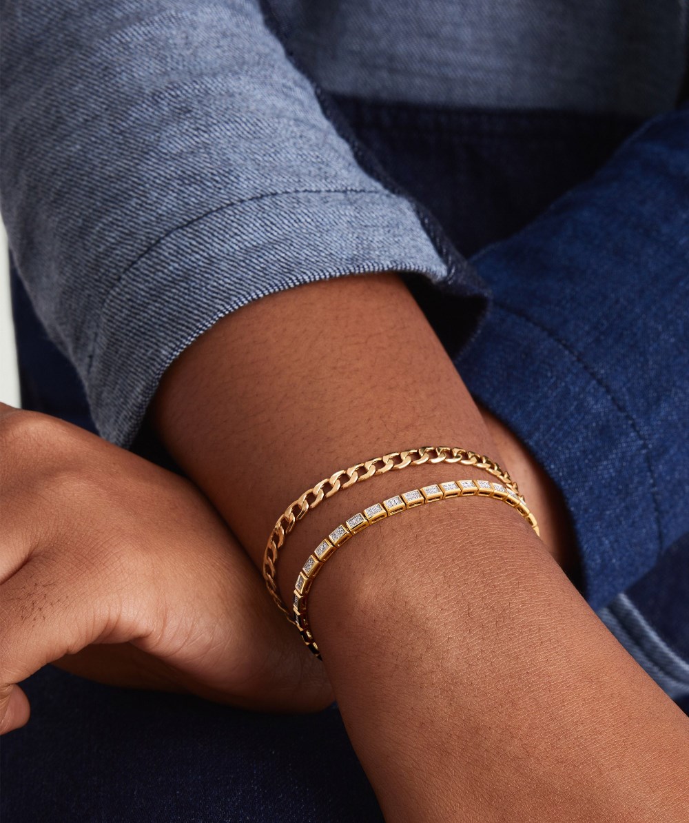 Mejuri Rectangular Micro-Pavé Diamond Tennis Bracelet - 14k Yellow Gold