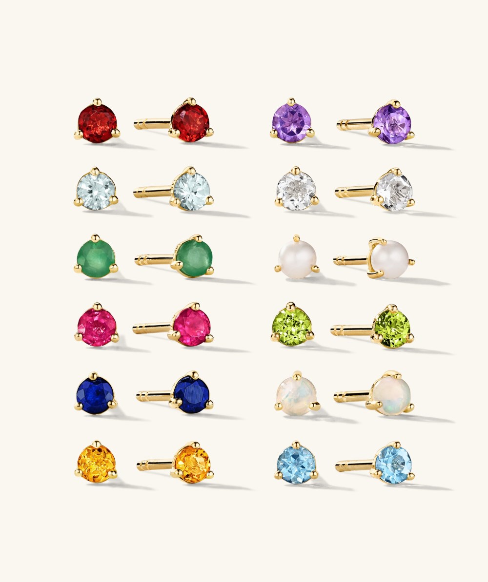 Mejuri Gemstone Mini Studs - 14k Yellow Gold