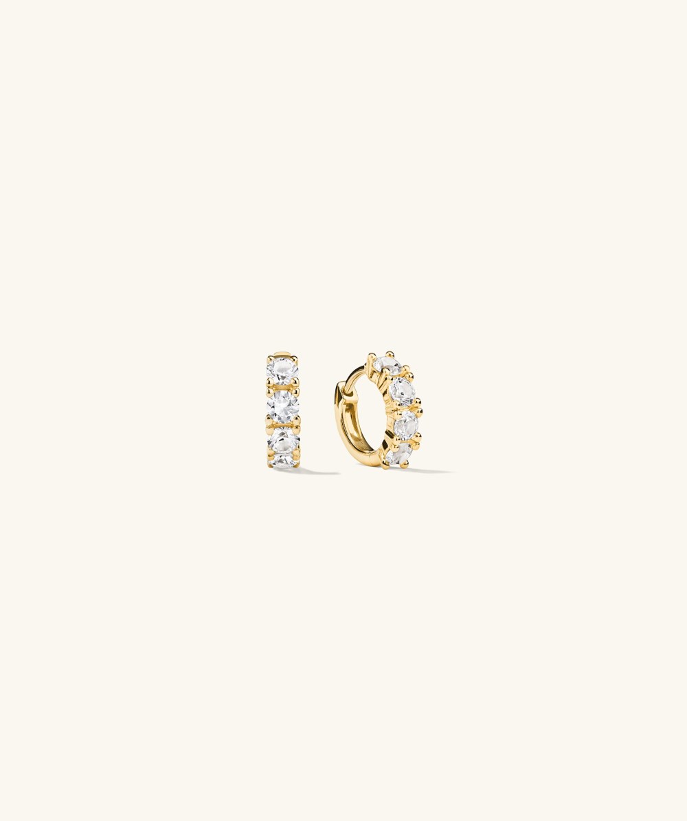 Mejuri Lab Grown Sapphire Huggies - Gold Vermeil