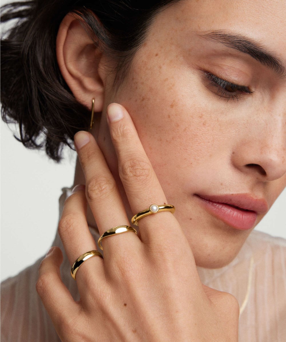 Mejuri Pearl Stacker Ring - Gold Vermeil
