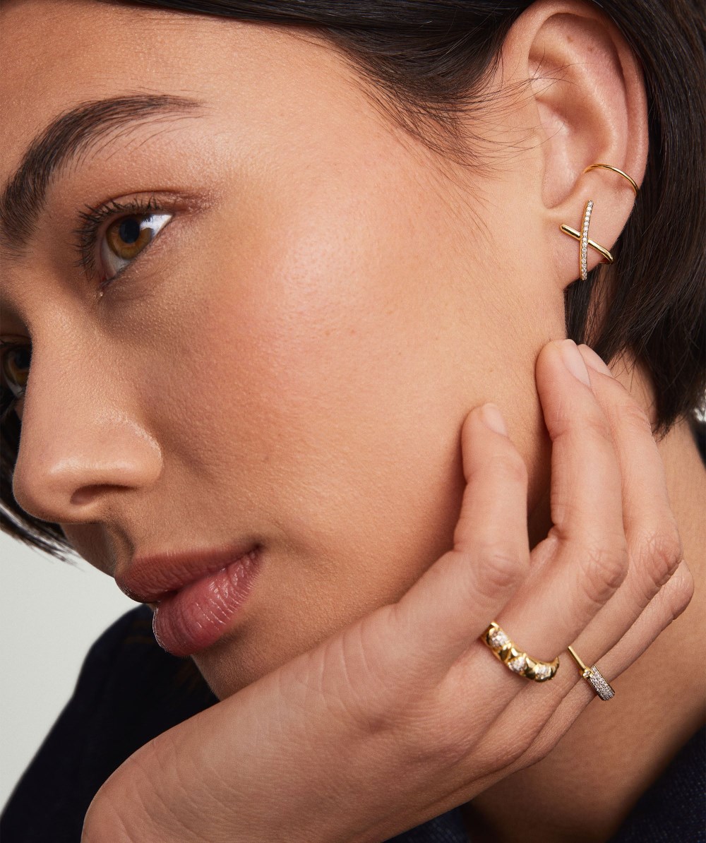 Mejuri Pavé Diamond X Oversized Studs - 14k Yellow Gold