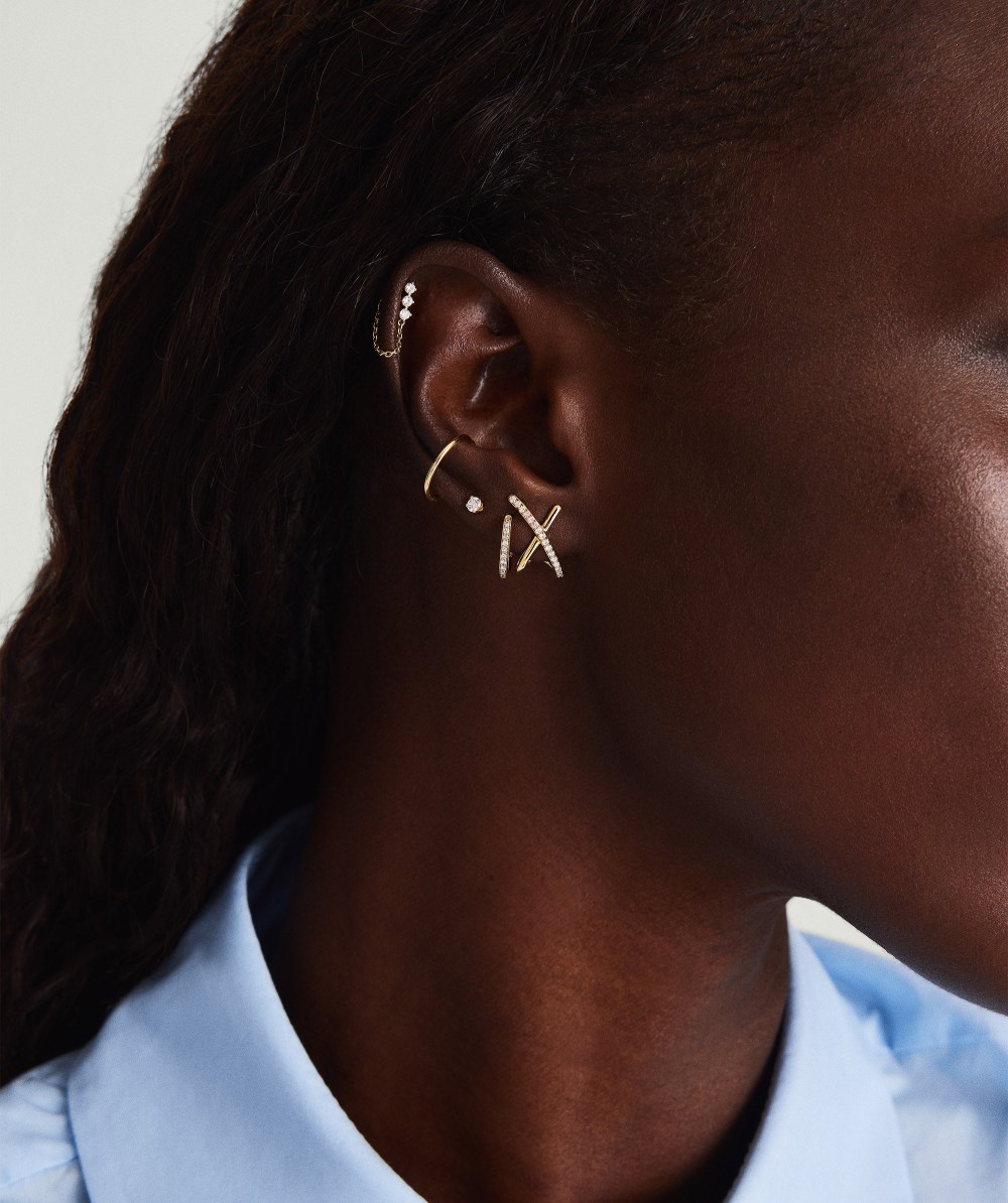 Mejuri Pavé Diamond X Oversized Studs - 14k Yellow Gold