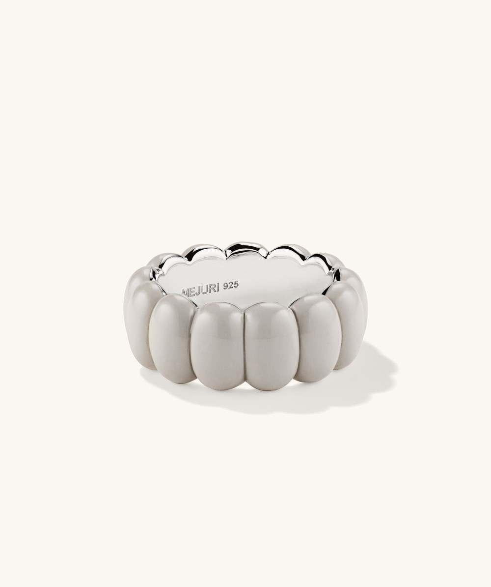 Mejuri Puffy Charlotte Enamel Ring - Sterling Silver, Cloud Enamel