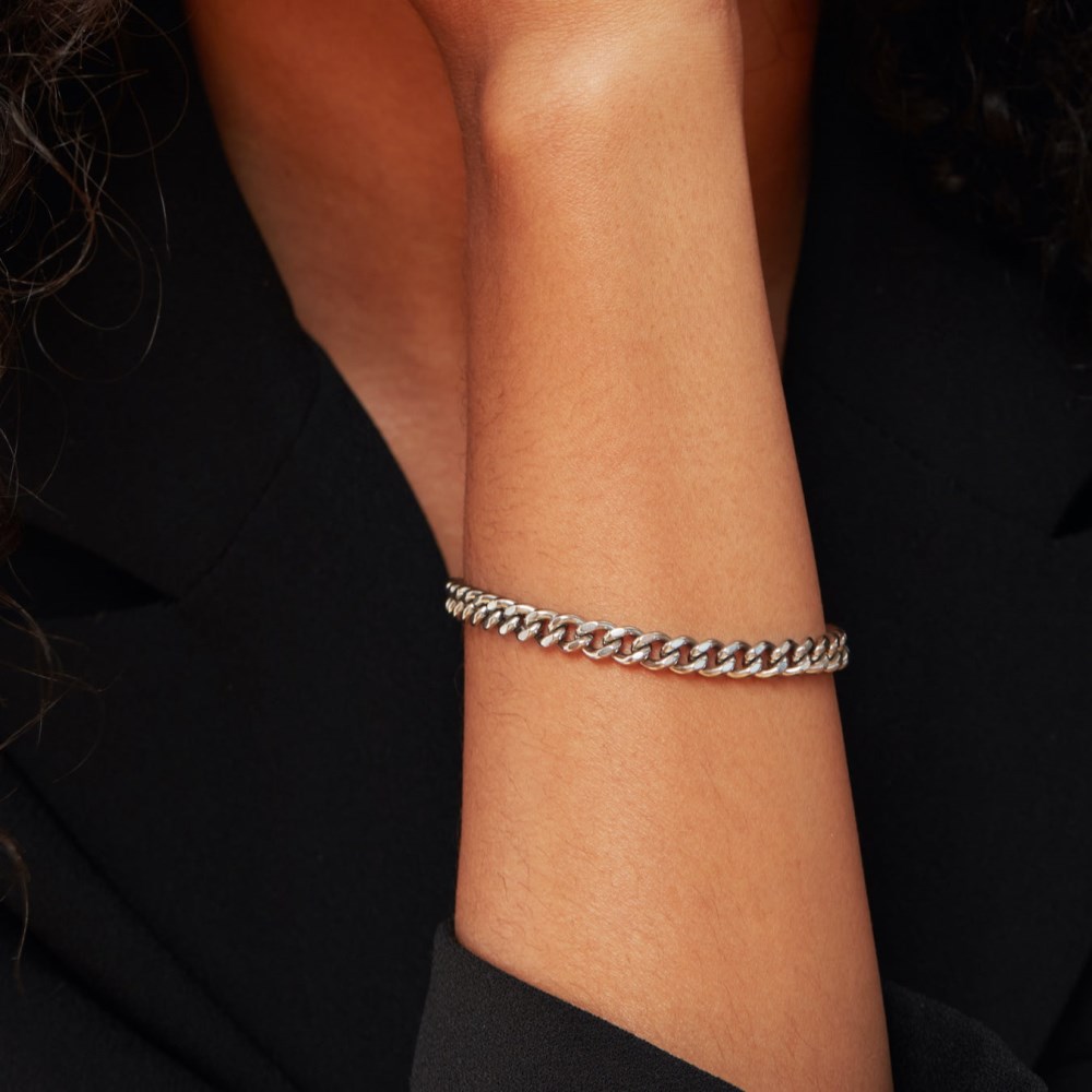 Mejuri 5mm Curb Chain Bracelet - Titanium
