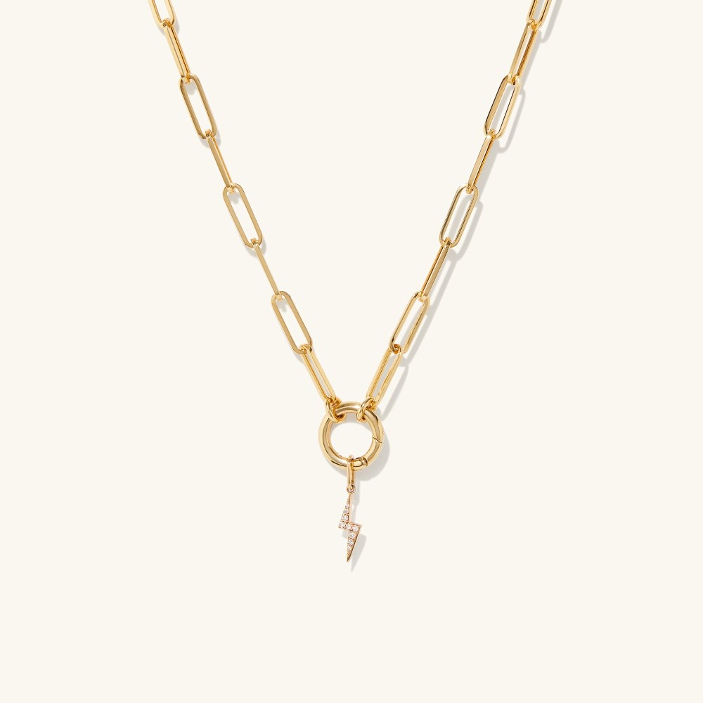Mejuri Pavé Diamond Lightning Bolt Charm - 14k Yellow Gold