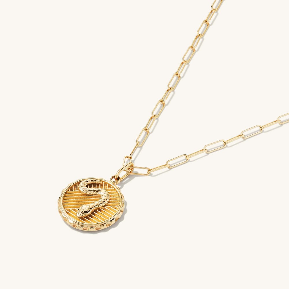 Mejuri Transformation: Serpent Coin Charm Pendant - 14k Yellow Gold