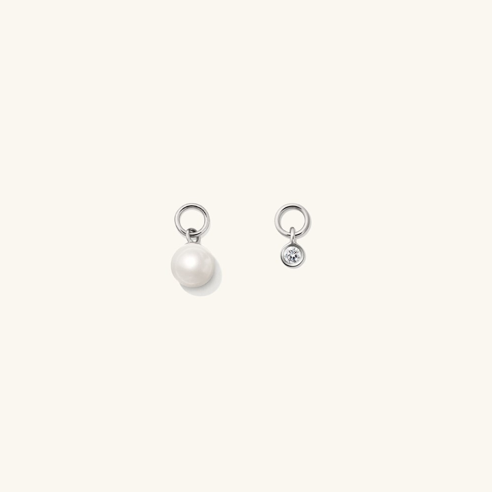 Mejuri Single Mini Gemstone Hoop Charm - 14k White Gold