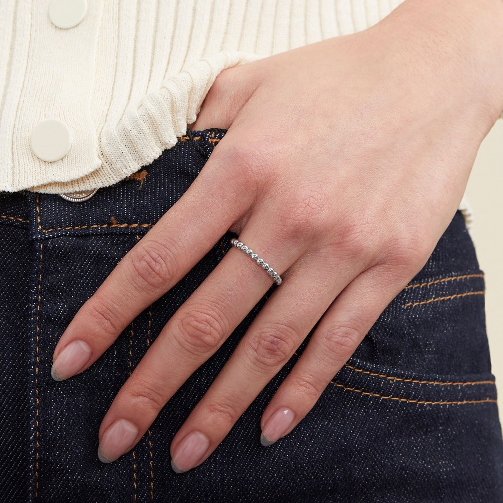 Mejuri Bold Beaded Ring - 14k White Gold