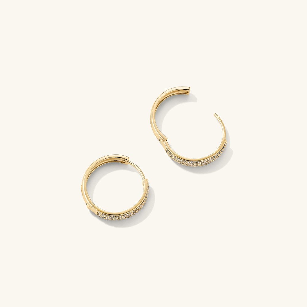 Mejuri Bold Pavé Diamond Medium Hoops - 14k Yellow Gold