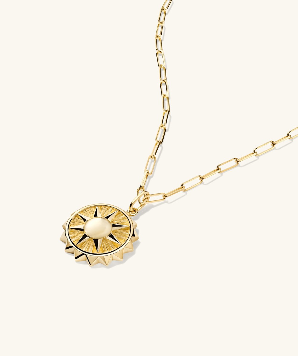 Mejuri Energy: Sun Coin Charm Pendant - 14k Yellow Gold
