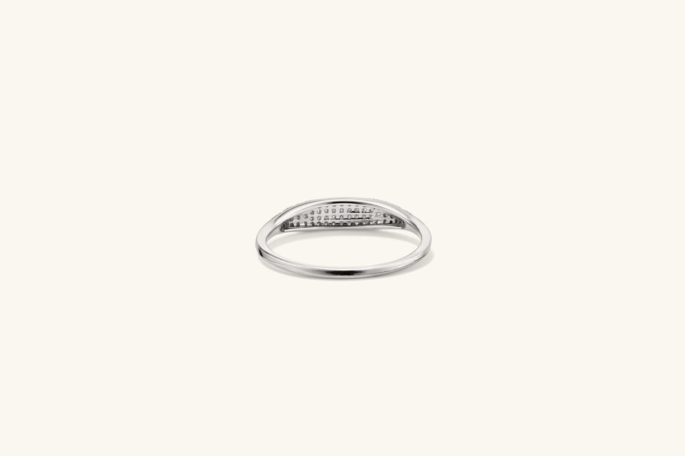 Mejuri Pavé Diamond Slim Signet - 14k White Gold