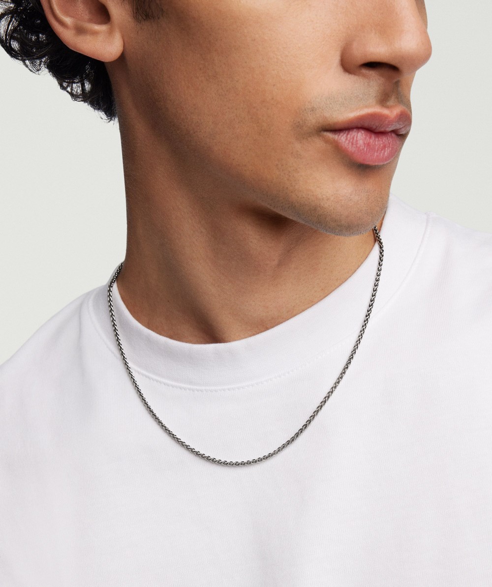 Mejuri 2.4mm Wheat Chain Necklace - Oxidized Sterling Silver