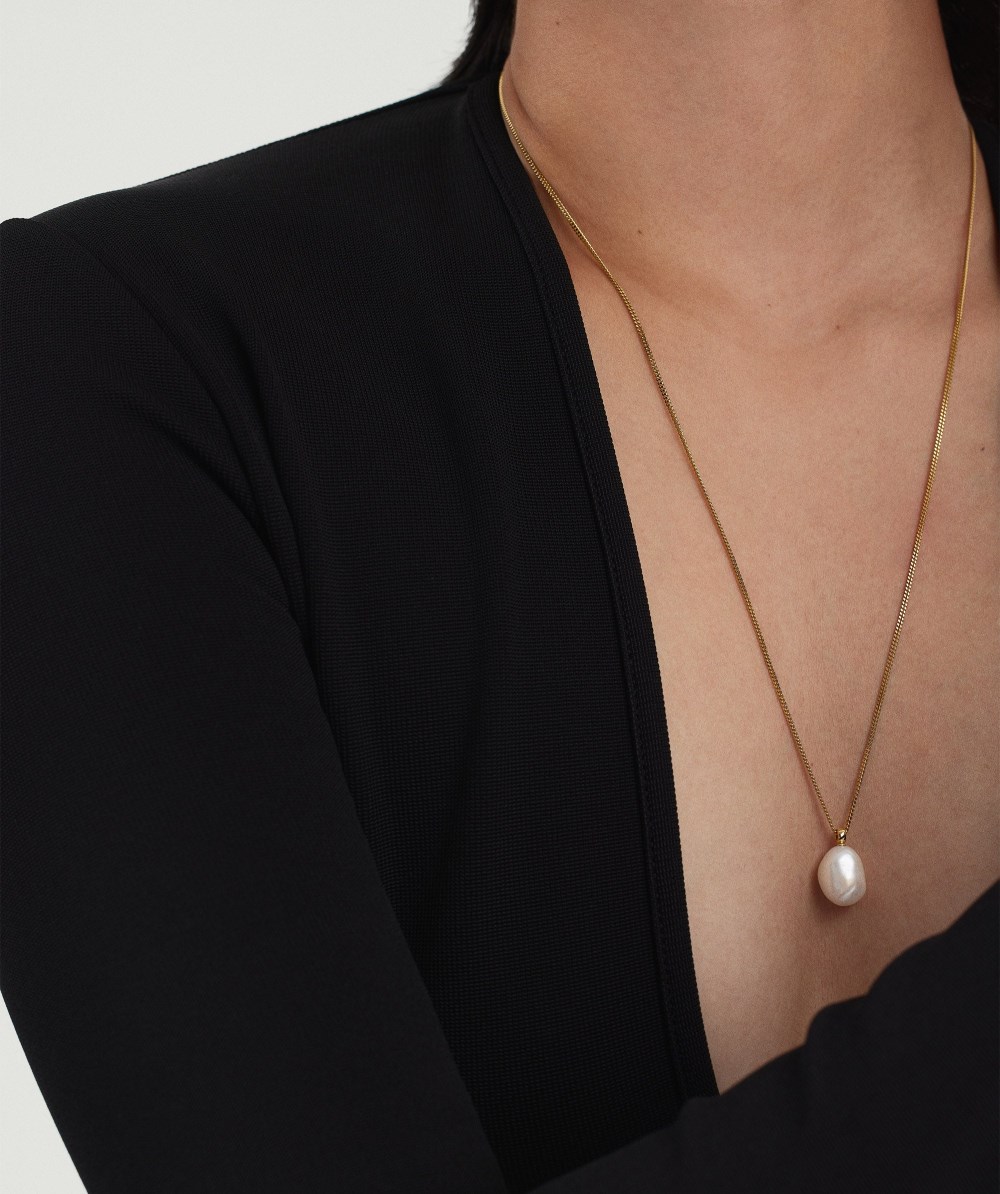 Mejuri Bold Pearl Pendant Necklace - Gold Vermeil