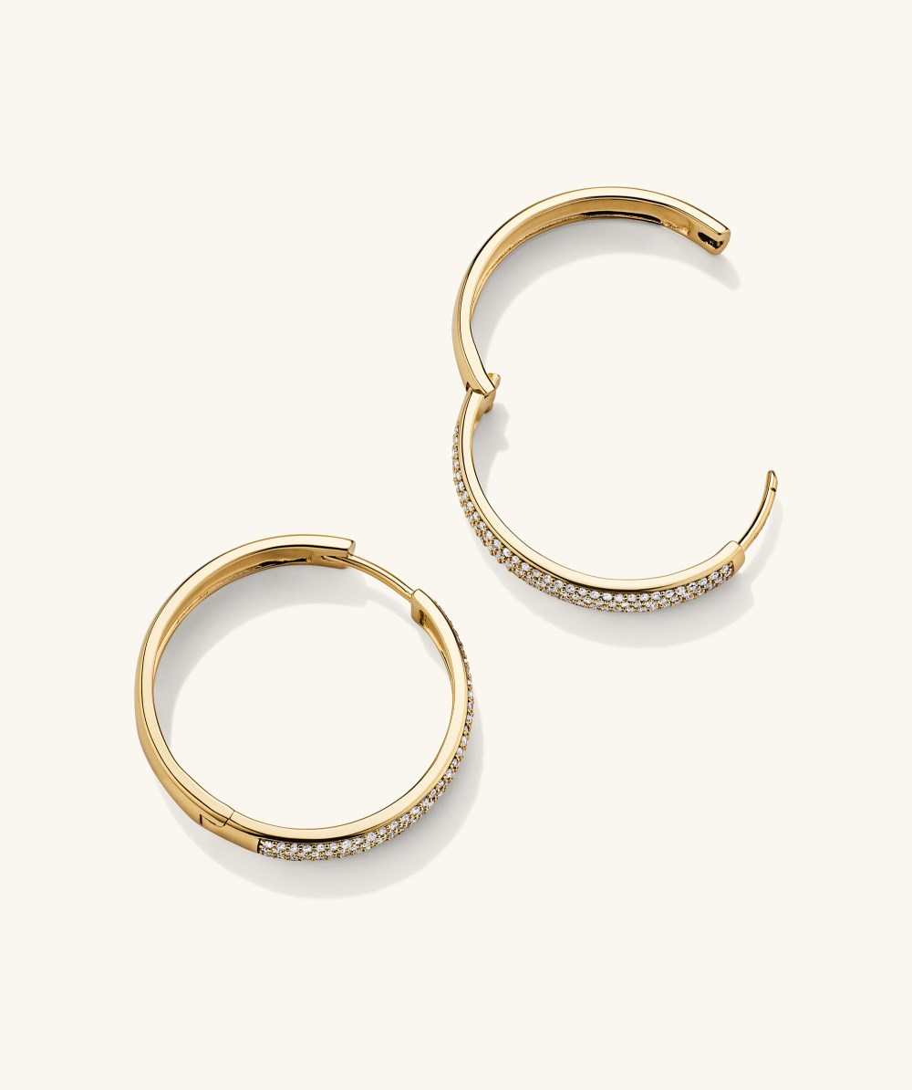 Mejuri Bold Pavé Diamond Large Hoops - 14k Yellow Gold