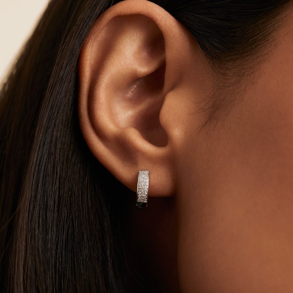 Mejuri Bold Pavé Diamond Huggie Hoops - 14k White Gold