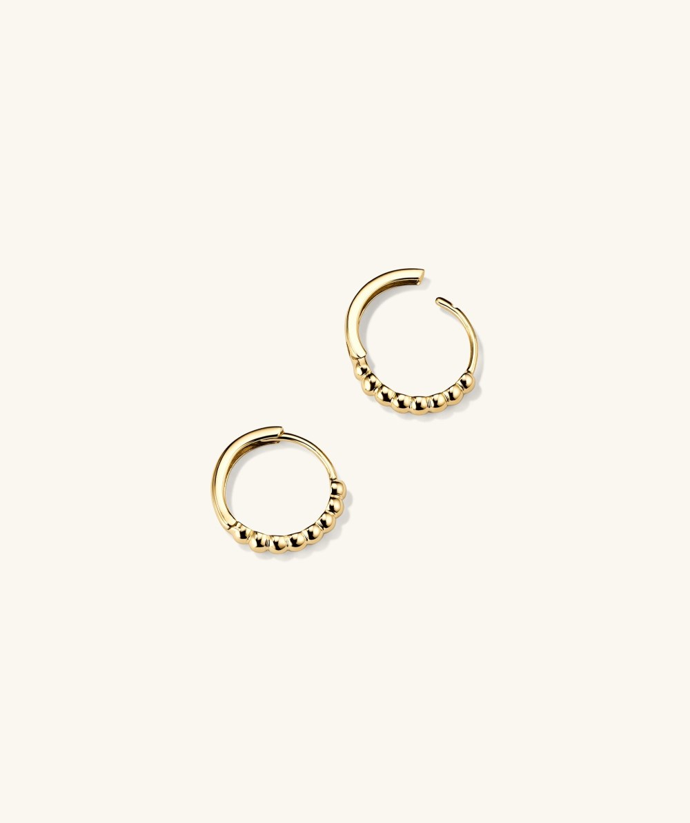 Mejuri Beaded Huggie Hoops - 14k Yellow Gold