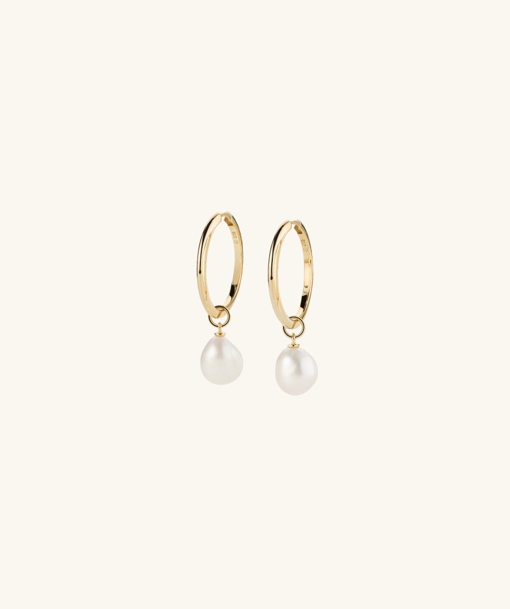 Mejuri Organic Pearl Hoop Charms - Gold Vermeil