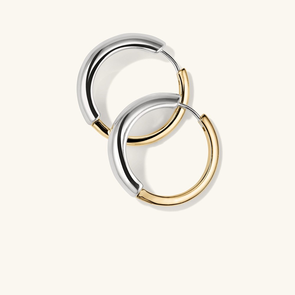 Mejuri Mixed Large Tube Hoops - Gold Vermeil, Sterling Silver