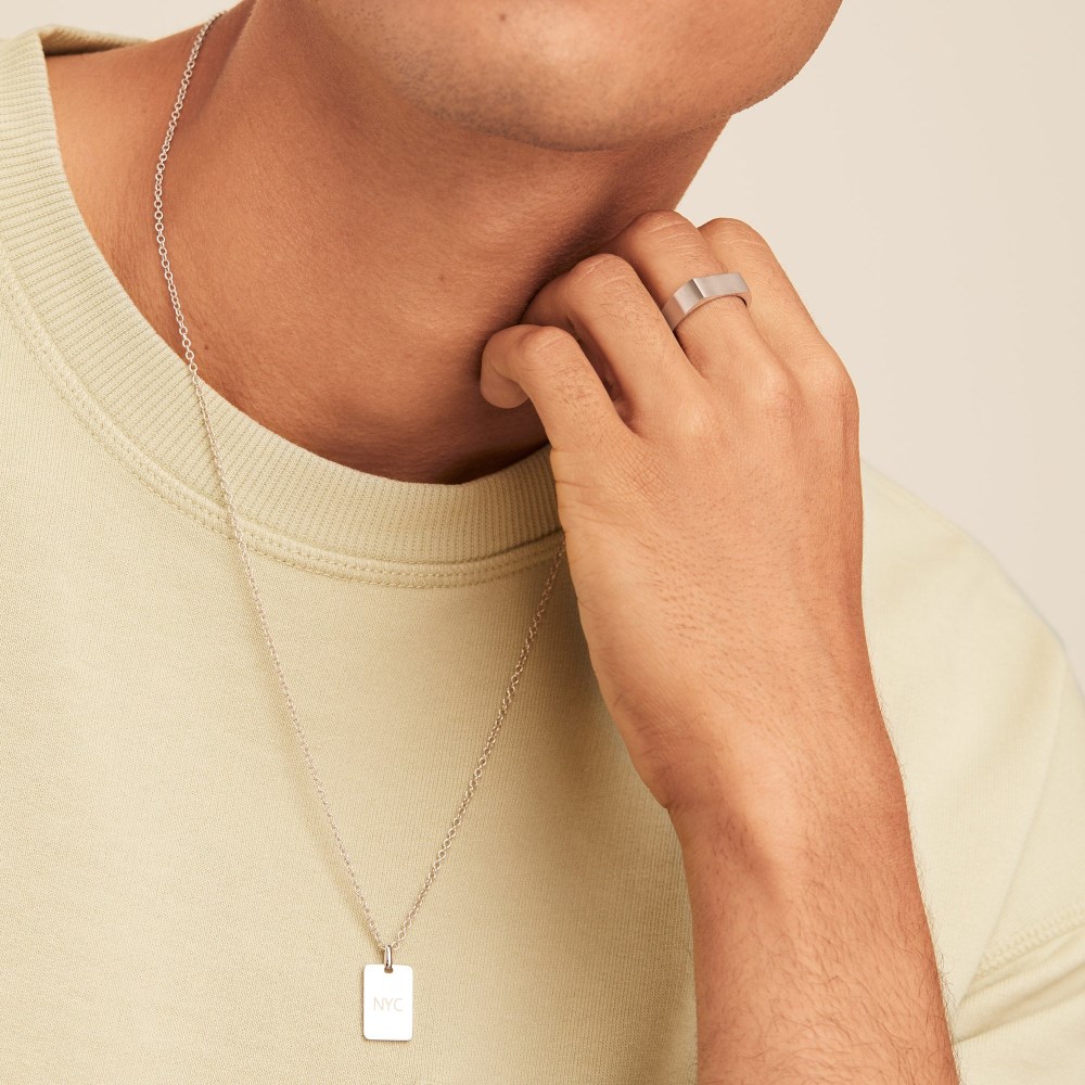 Mejuri Cable Chain Tag Necklace - Sterling Silver