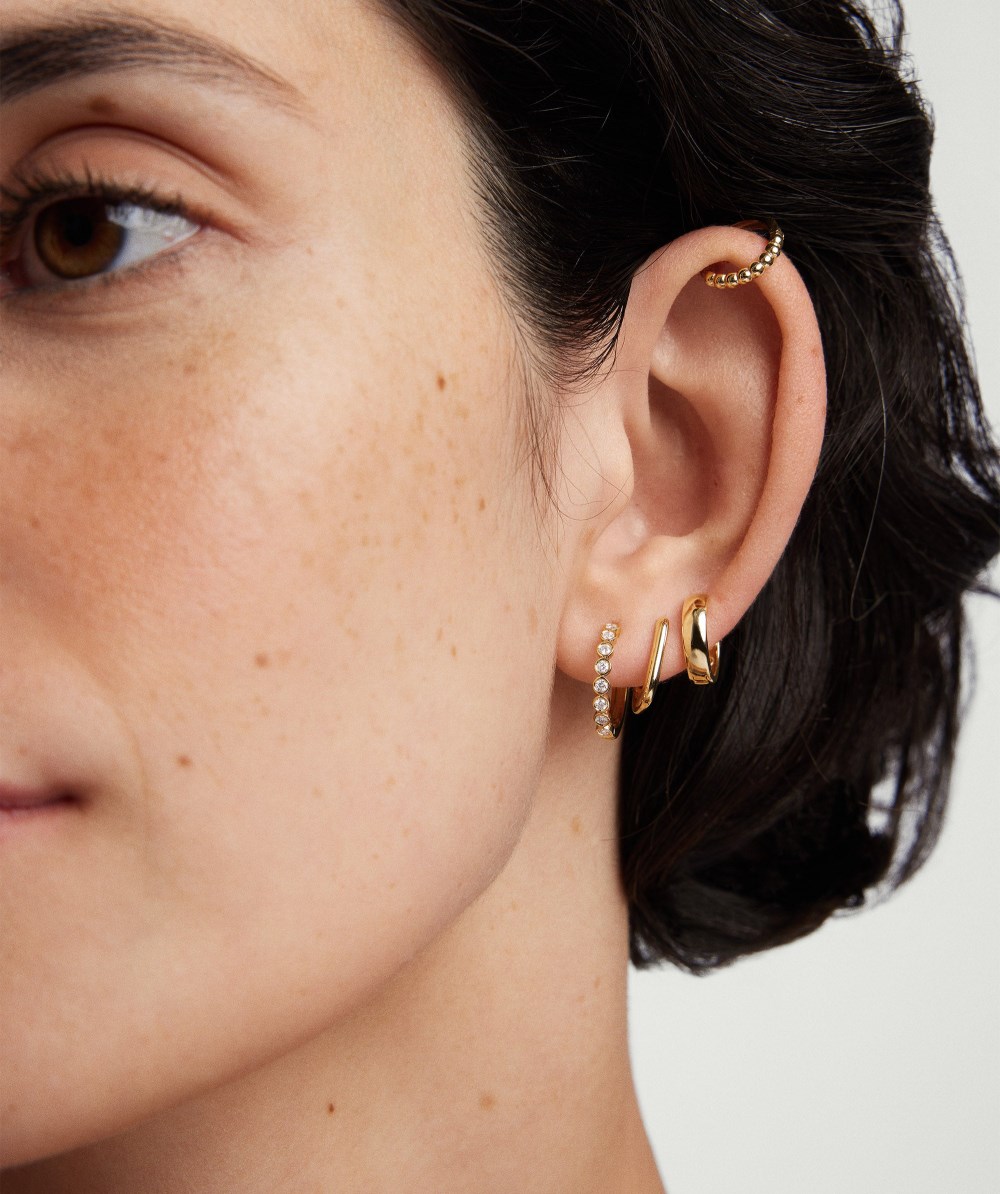 Mejuri Bezel Lab Grown Diamond Small Hoops - 14k Yellow Gold