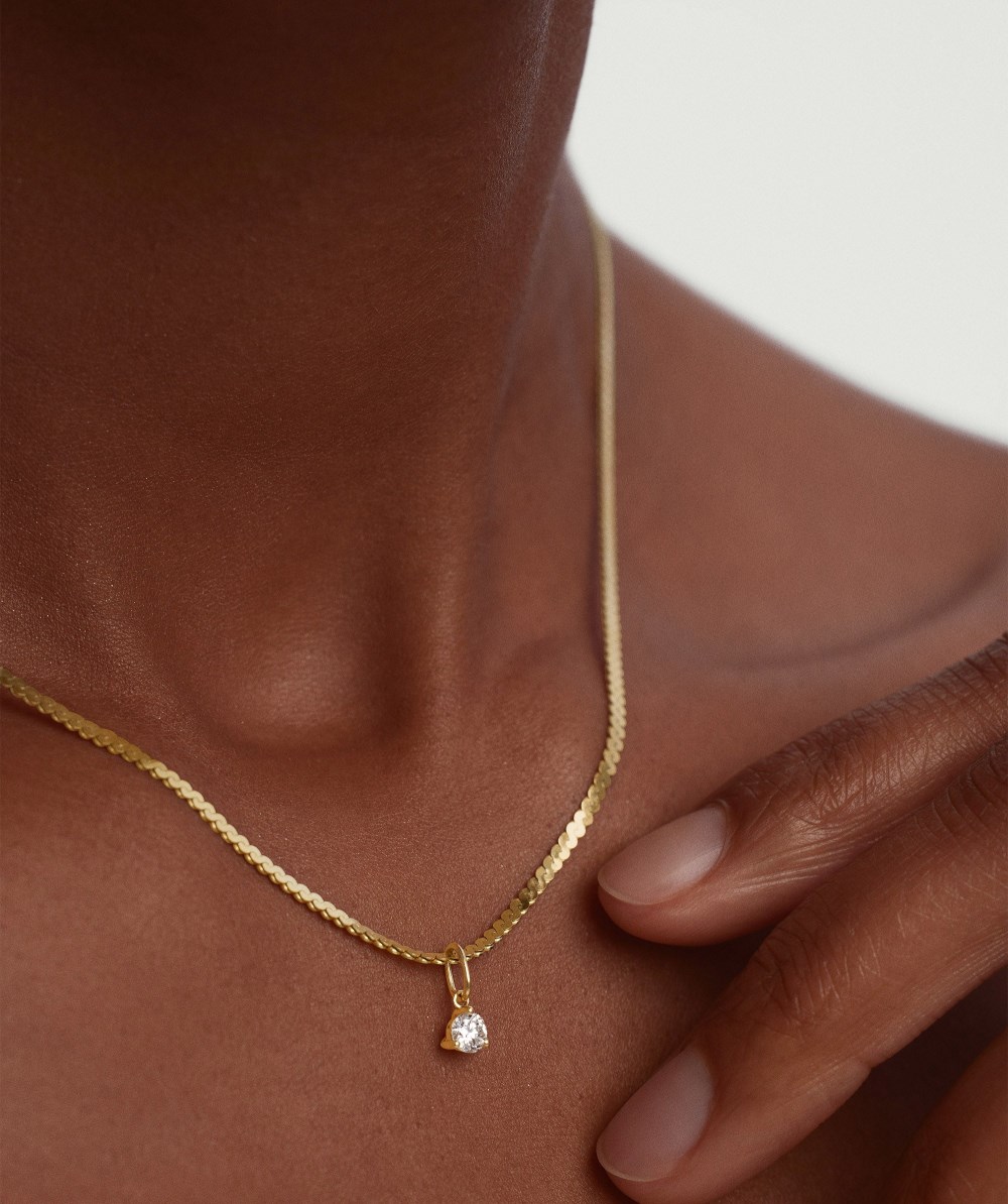 Mejuri Lab Grown Diamond Round Pendant - 14k Yellow Gold