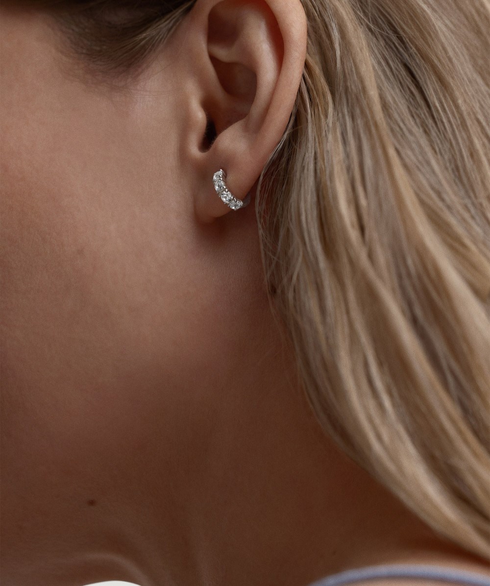 Mejuri Lab Grown Sapphire Huggies - Sterling Silver