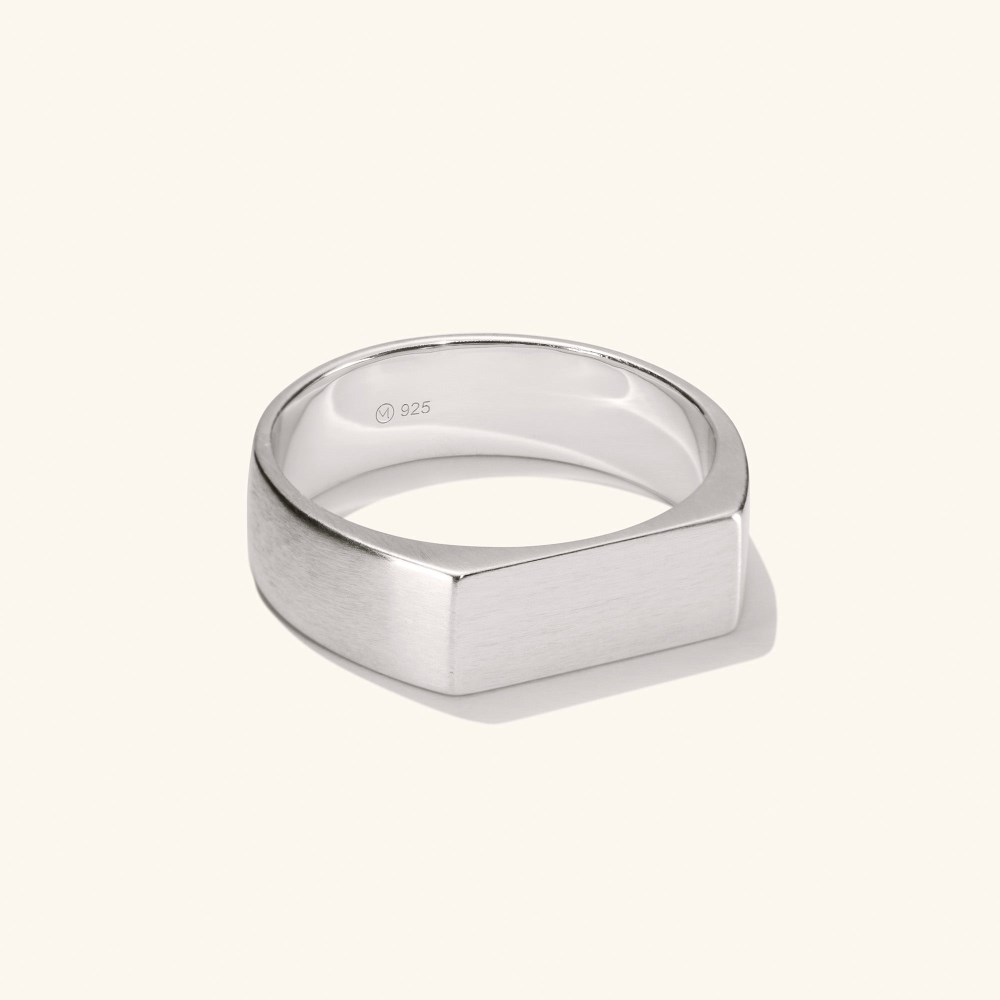 Mejuri Slim Rectangular Signet Ring - Titanium