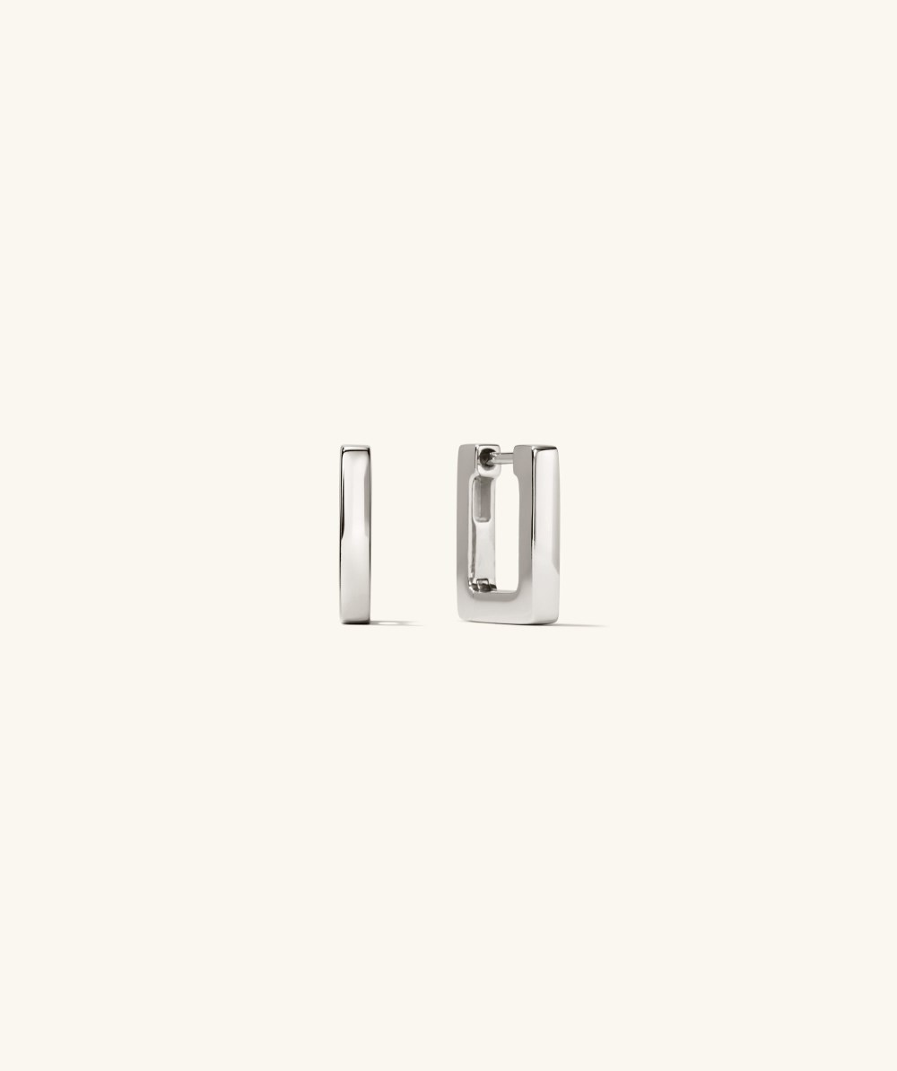 Mejuri Block Small Hoops - Sterling Silver Mejuri Block Small Hoops - Sterling Silver
