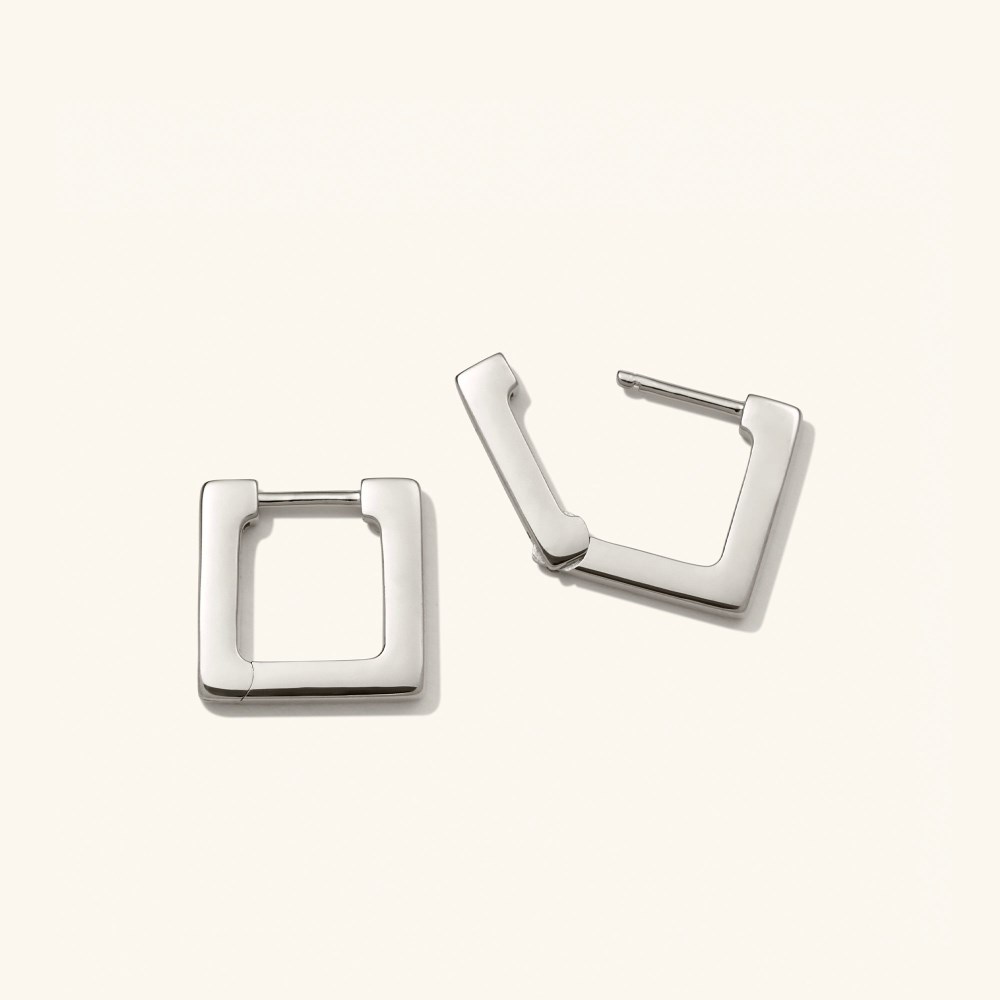 Mejuri Block Small Hoops - Sterling Silver