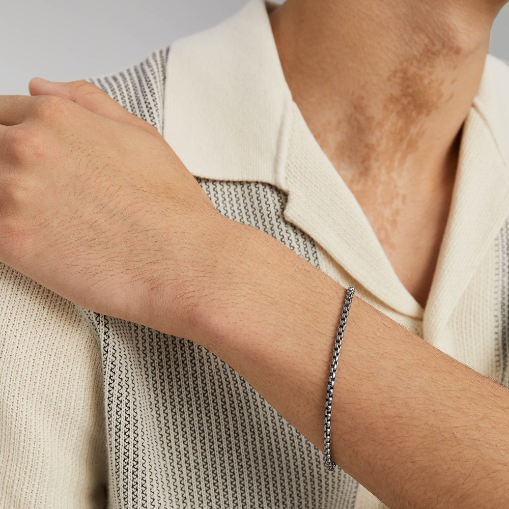 Mejuri Round Box Chain Bracelet - Titanium