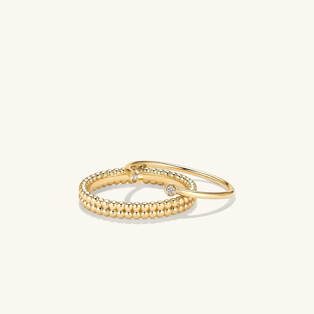 Mejuri Duo Beaded Stacker Ring - Gold Vermeil