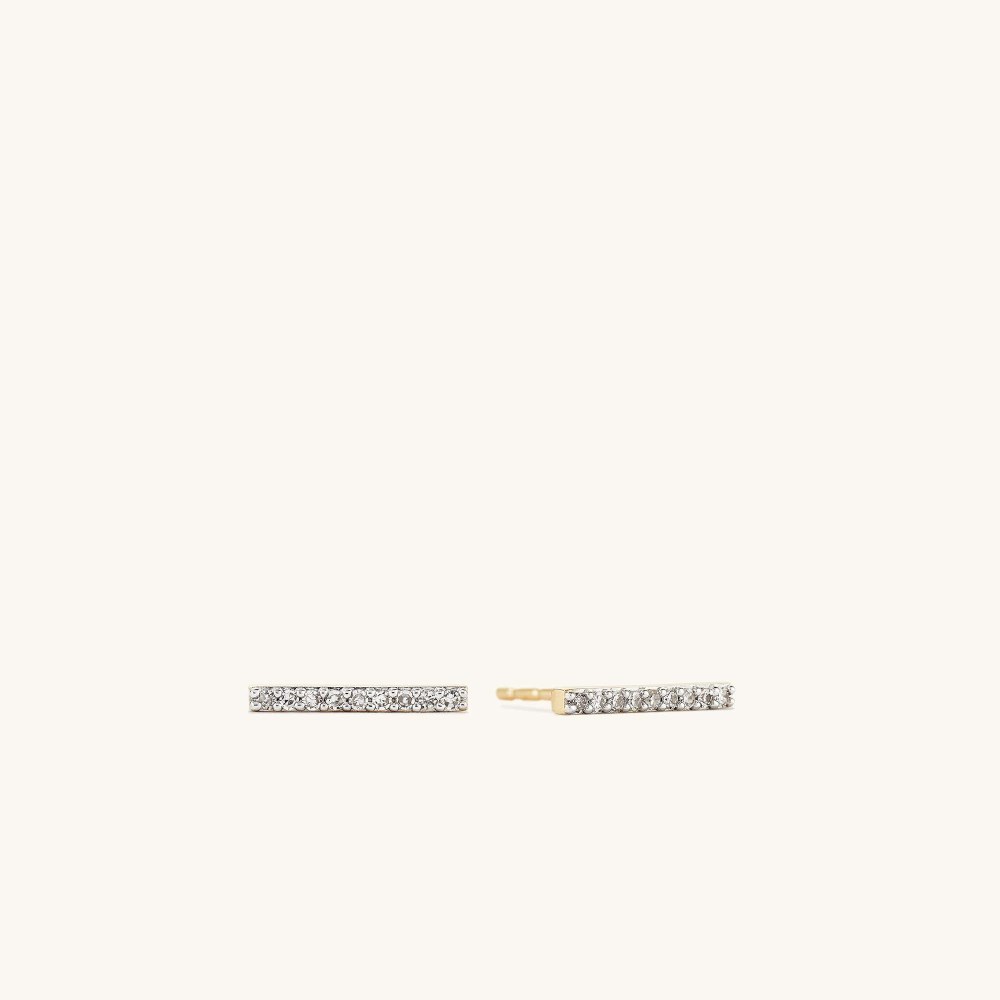 Mejuri Pavé Diamonds Long Bar Studs - 14k Yellow Gold