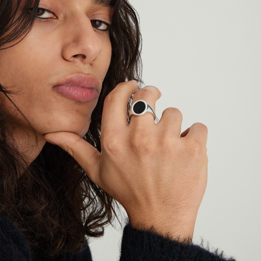 Mejuri Oval Gemstone Signet Ring - Sterling Silver