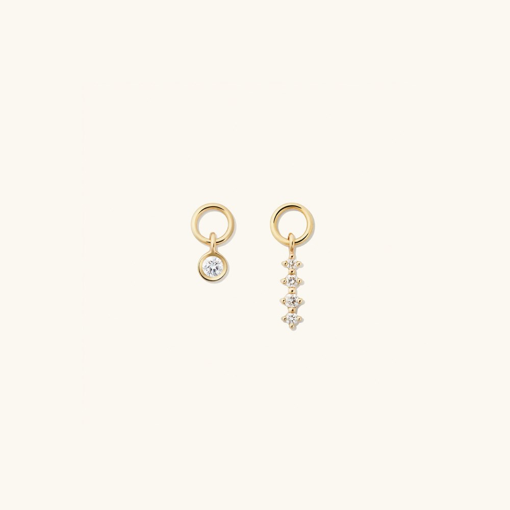 Mejuri Single Diamond Icicle Hoop Charm - 14k Yellow Gold