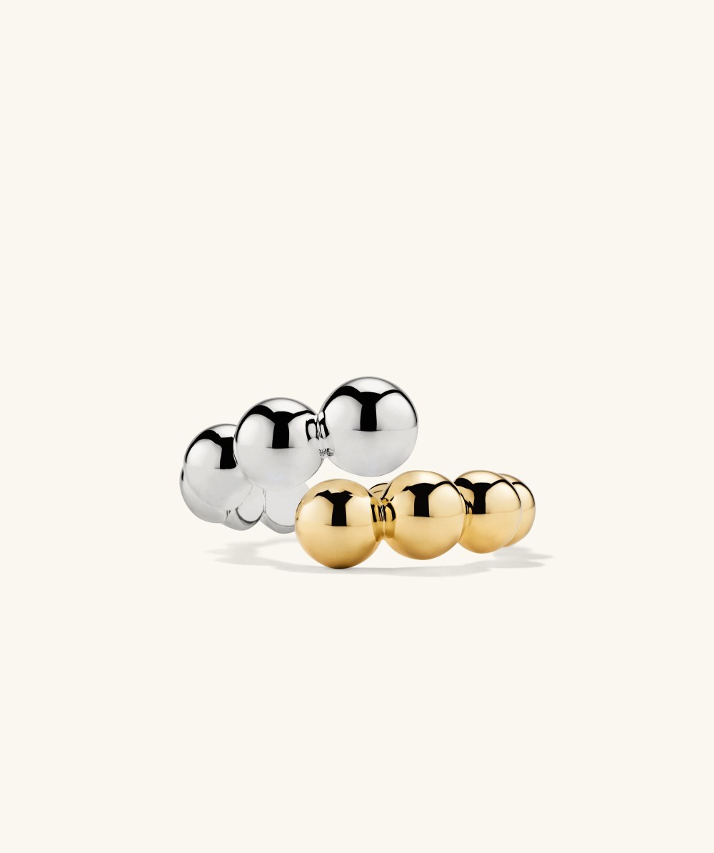 Mejuri Bubble Sphere Mixed Bypass Ring - Sterling Silver, Gold Vermeil