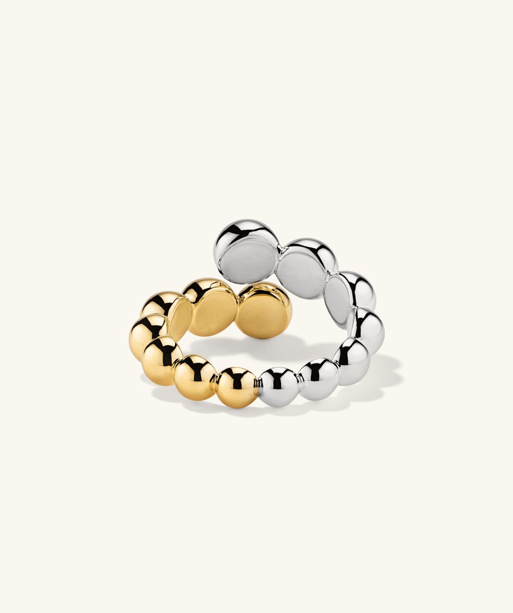 Mejuri Bubble Sphere Mixed Bypass Ring - Sterling Silver, Gold Vermeil