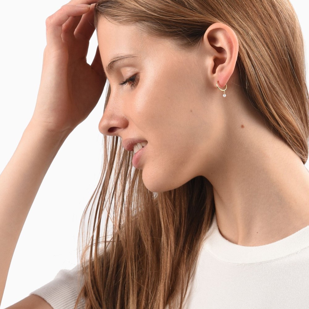 Mejuri Pearl Hoops - Gold Vermeil