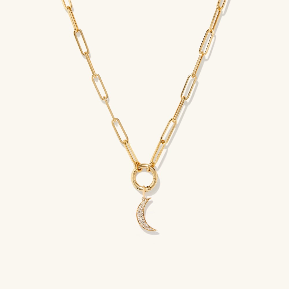 Mejuri Pavé Diamond Moon Charm - 14k Yellow Gold
