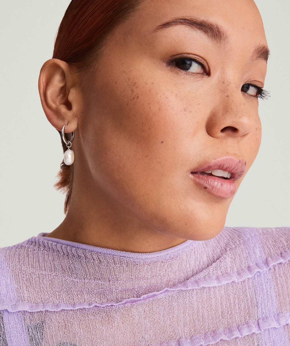 Mejuri Organic Pearl Hoop Charms - Sterling Silver