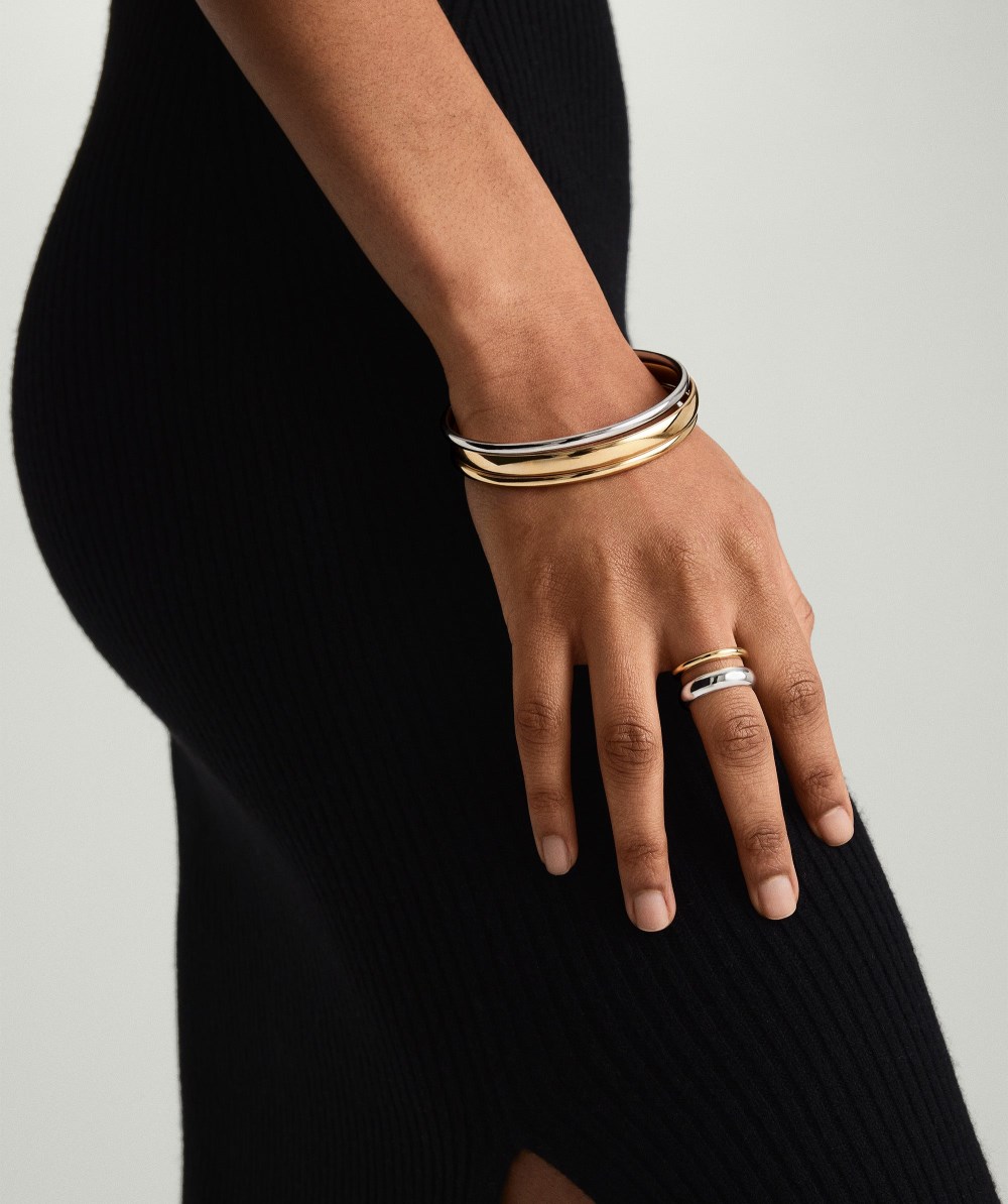 Mejuri Duet Mixed Ring - Gold Vermeil, Sterling Silver