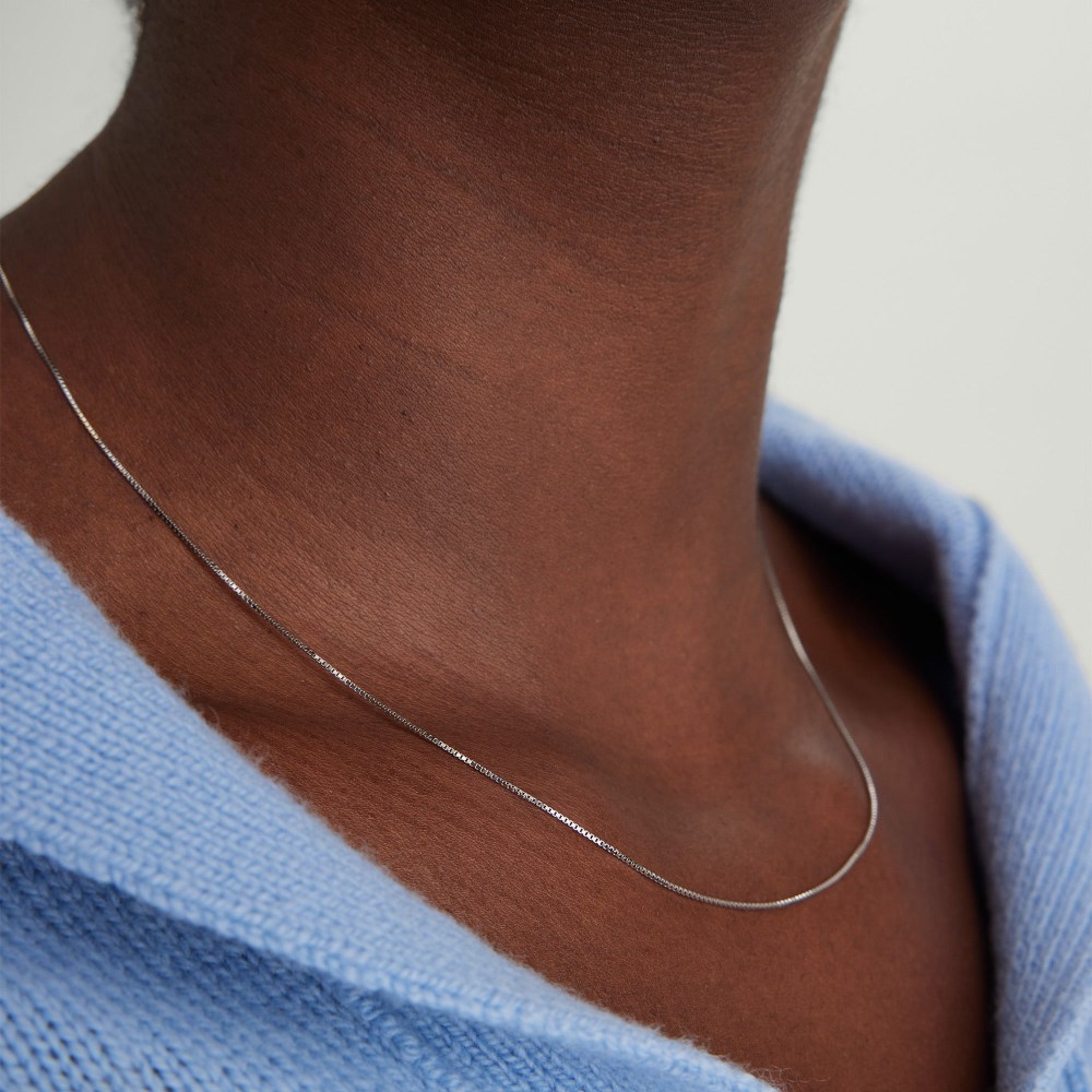 Mejuri Baby Box Chain Necklace - 14k White Gold