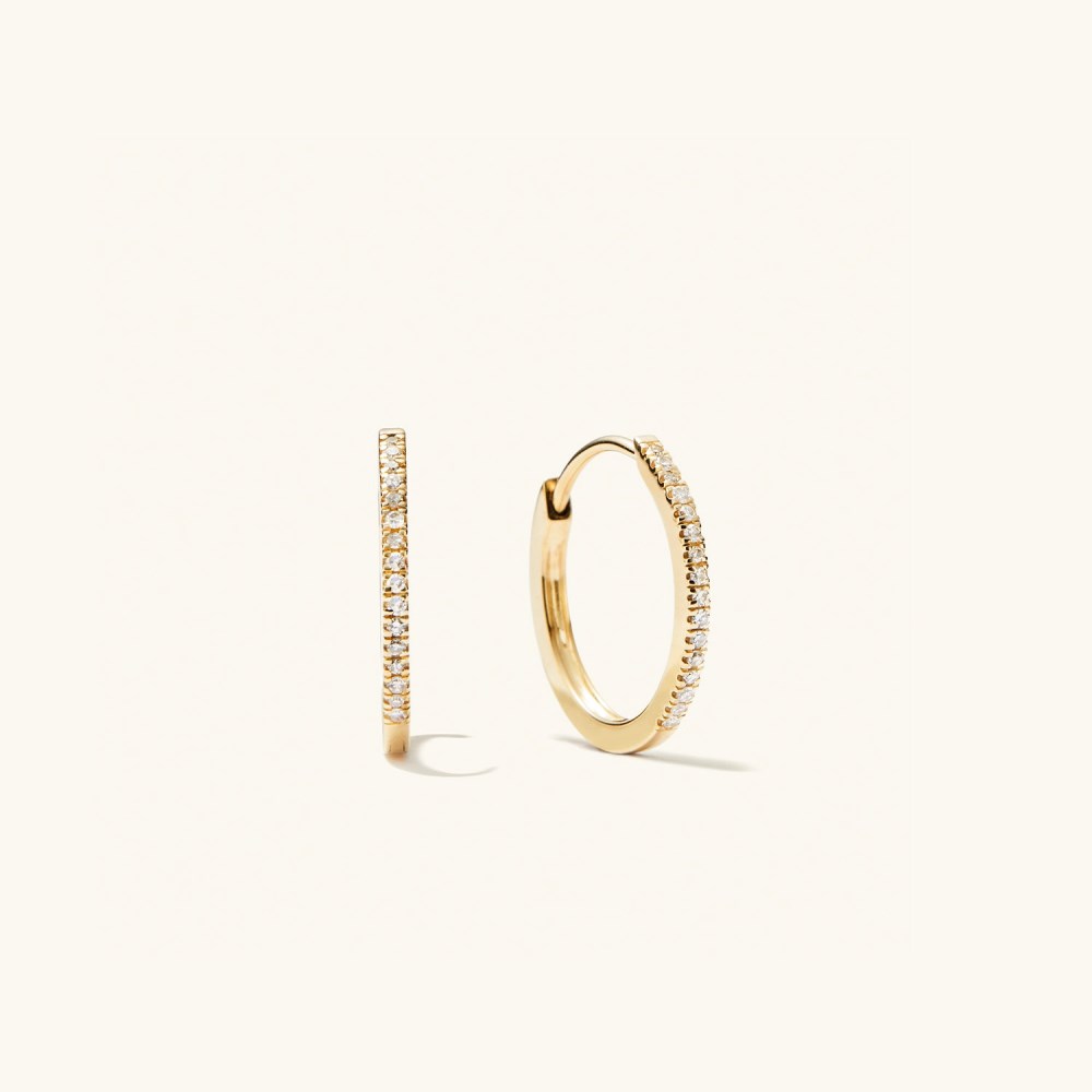 Mejuri Pavé Diamond Small Hoops - 14k Yellow Gold Mejuri Pavé Diamond Small Hoops - 14k Yellow Gold