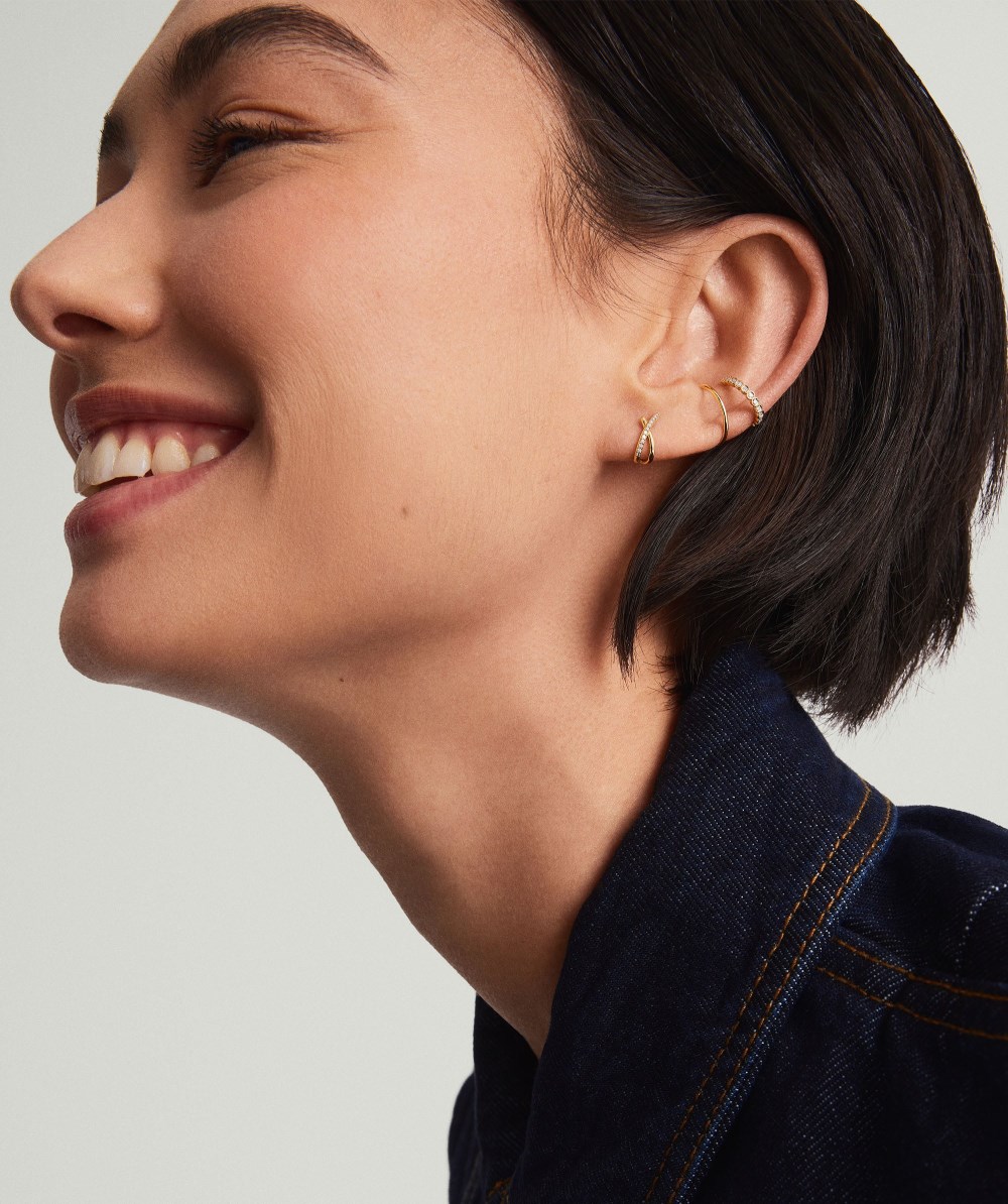 Mejuri Pavé Diamond X Studs - 14k Yellow Gold