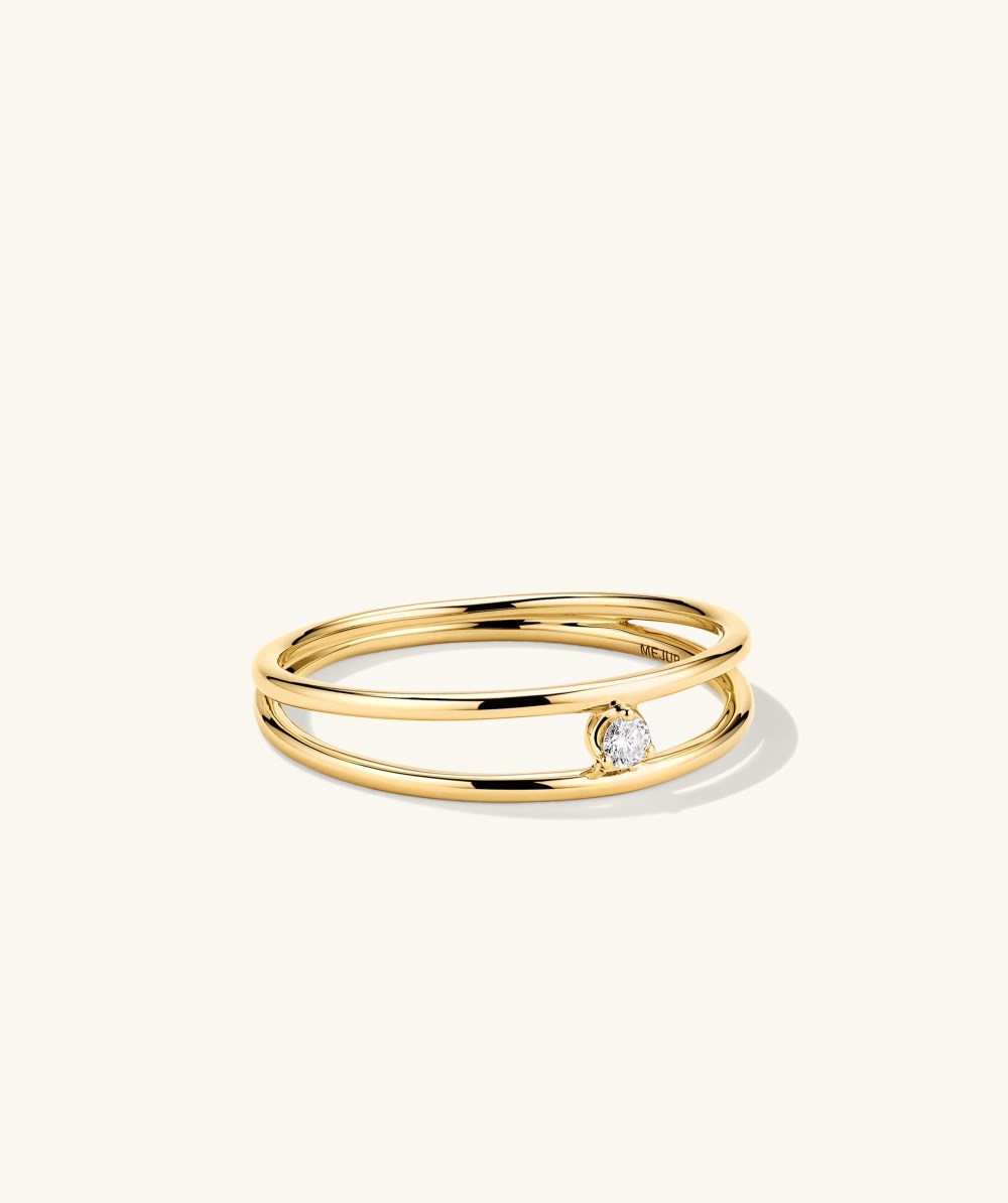 Mejuri Diamond Double Stacker Ring - 14k Yellow Gold