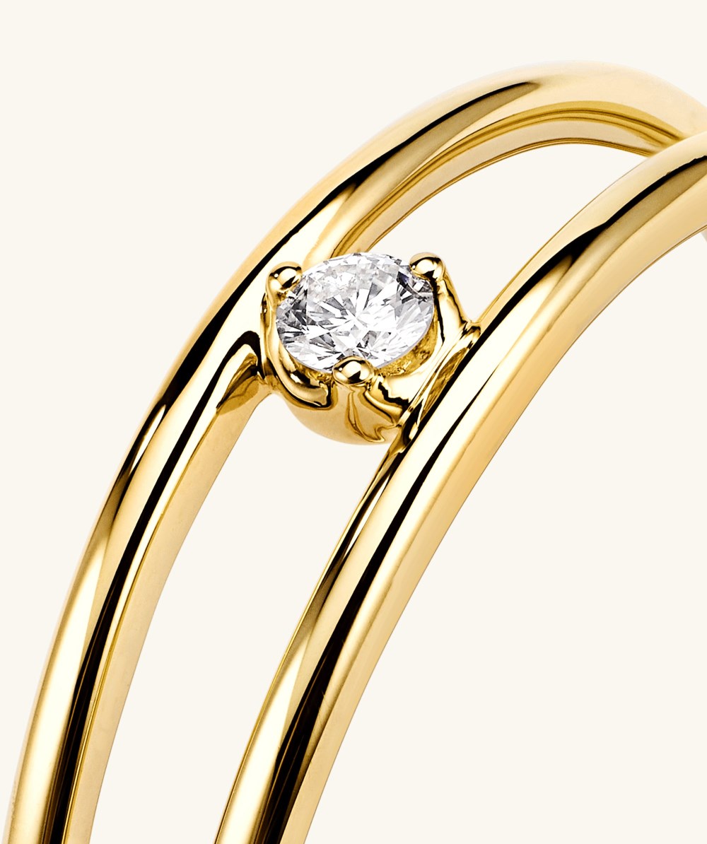 Mejuri Diamond Double Stacker Ring - 14k Yellow Gold